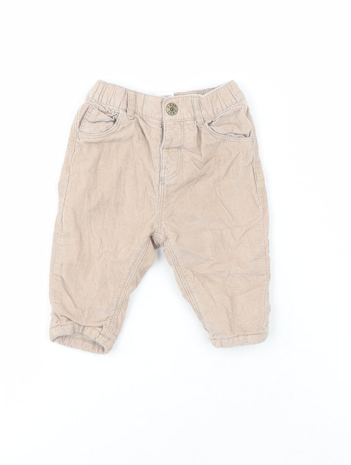 NEXT Boys Beige  100% Cotton Cargo Trousers Size 3-6 Months
