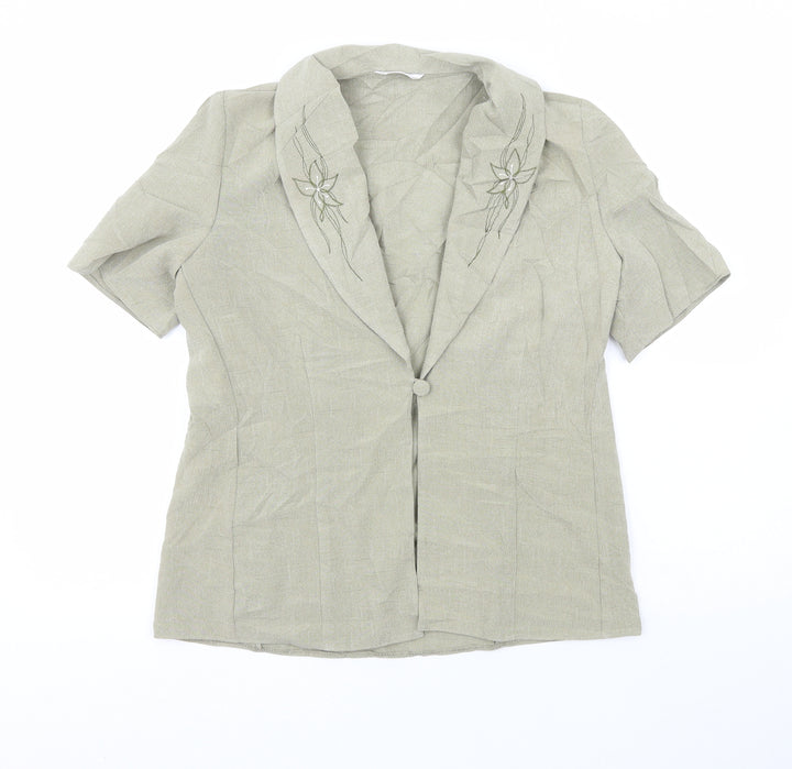 Berkertex Womens Green Polyester Basic Button-Up Size 12 Collared