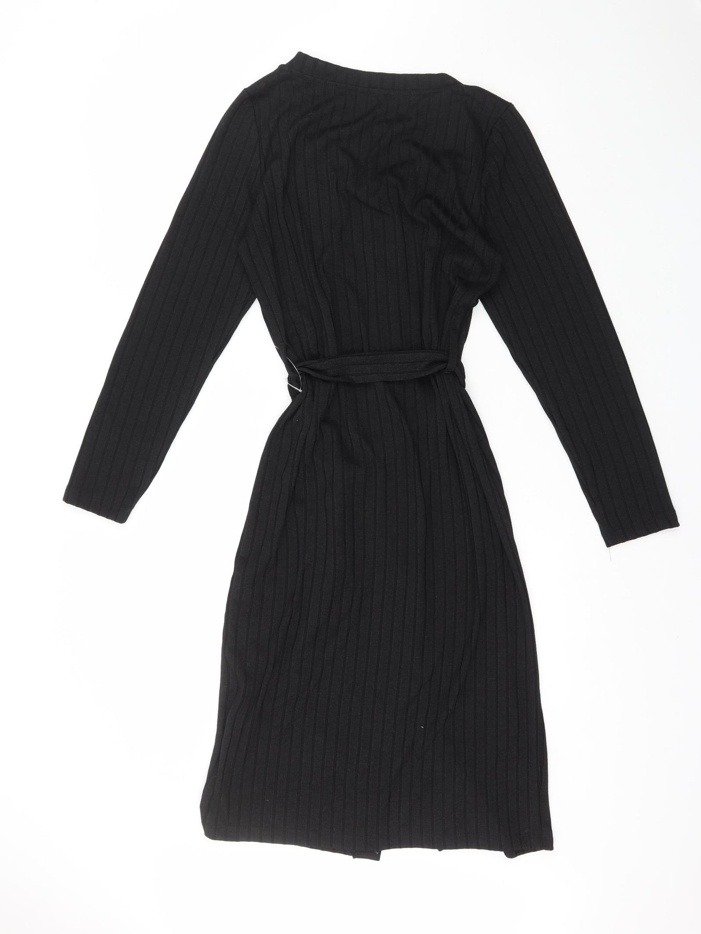 F&F Womens Black  Polyester Wrap Dress  Size 14  Scoop Neck