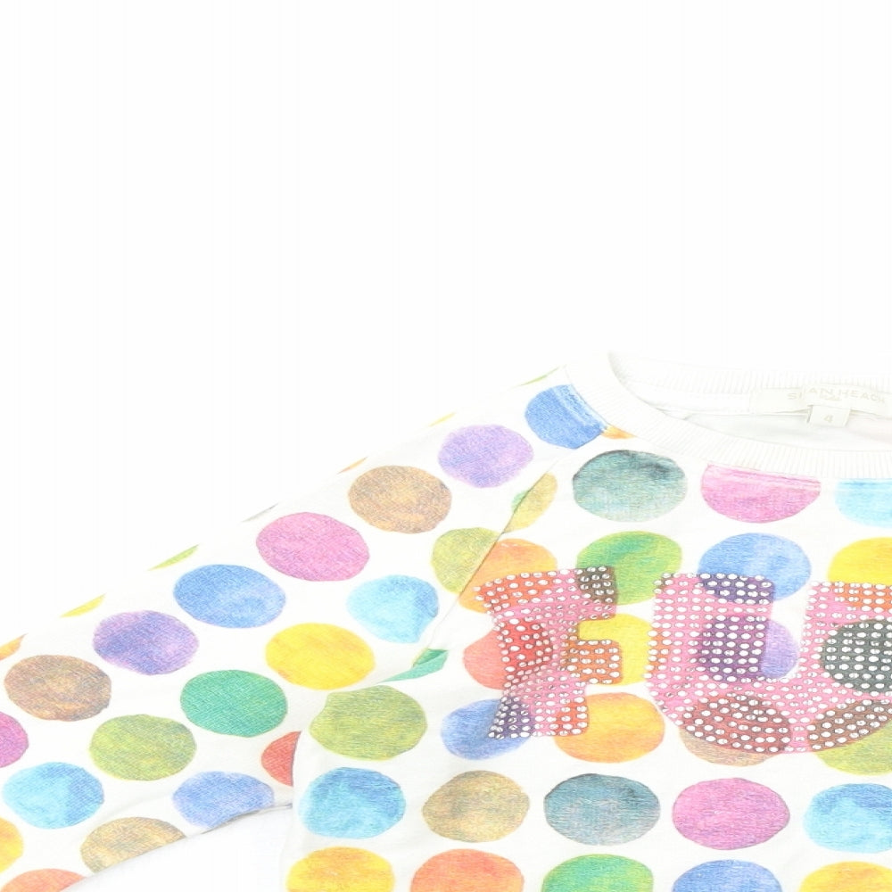 Silvian Heach Girls Multicoloured Polka Dot Cotton Pullover Sweatshirt Size 4 Years   - Fun