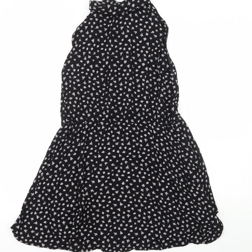 Allegra K Womens Black  Rayon Fit & Flare  Size L  Collared