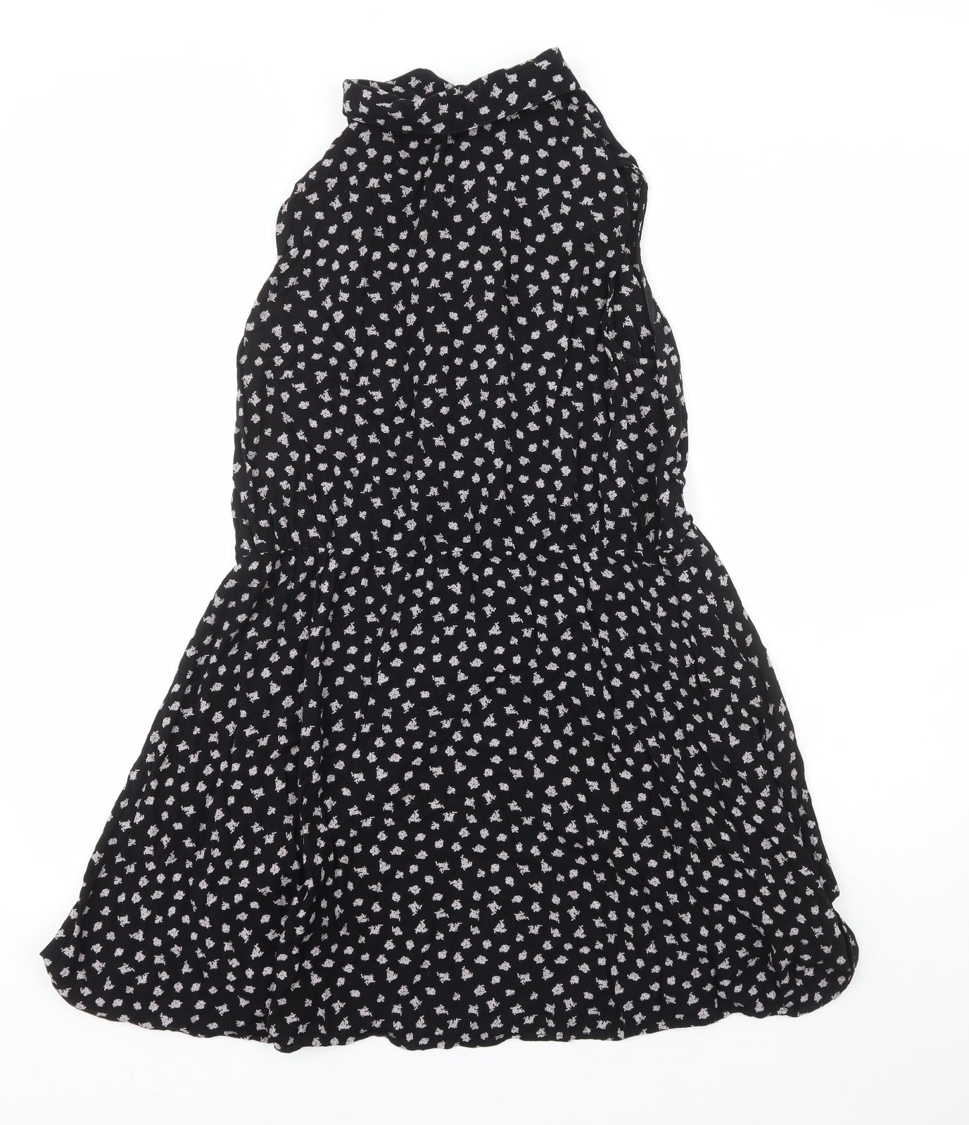 Allegra K Womens Black  Rayon Fit & Flare  Size L  Collared