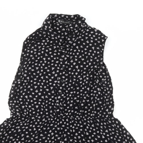 Allegra K Womens Black  Rayon Fit & Flare  Size L  Collared