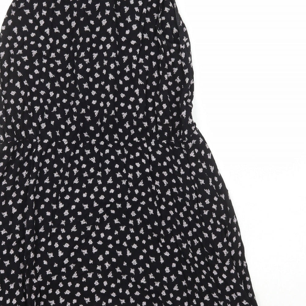 Allegra K Womens Black  Rayon Fit & Flare  Size L  Collared