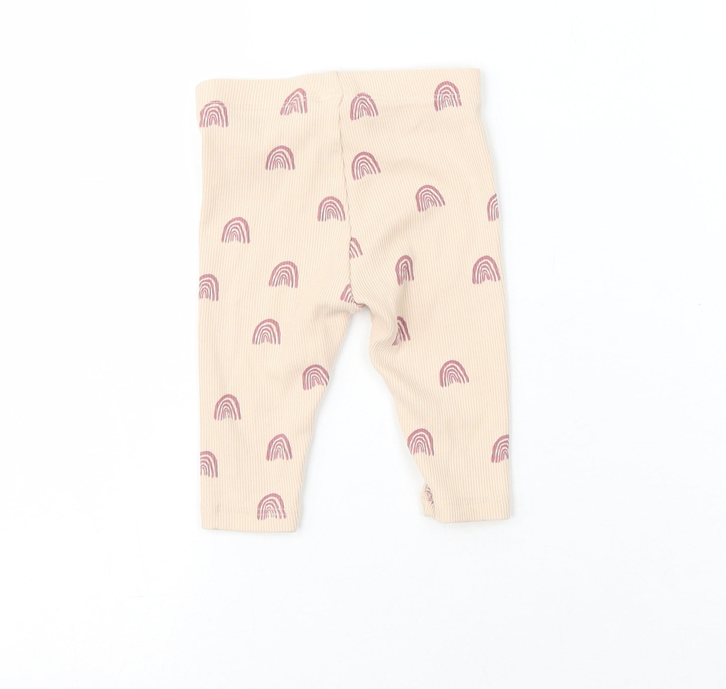 NEXT Girls Pink  Cotton Sweatpants Trousers Size 3-6 Months   - Rainbow