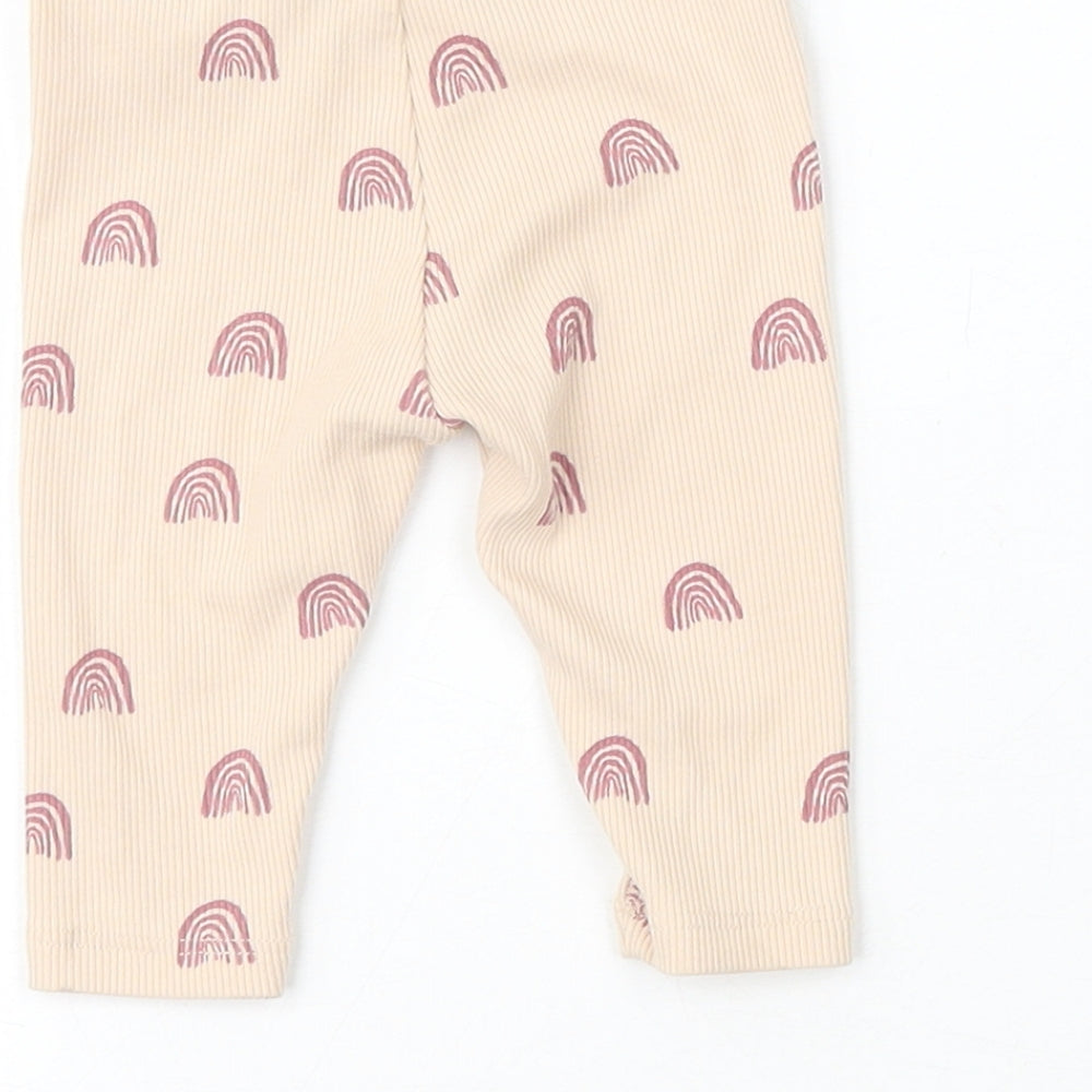 NEXT Girls Pink  Cotton Sweatpants Trousers Size 3-6 Months   - Rainbow