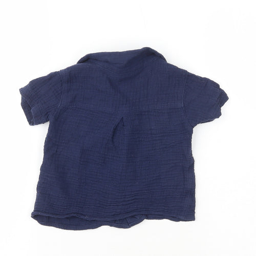 Preworn Boys Blue  100% Cotton Basic Button-Up Size 18-24 Months Collared