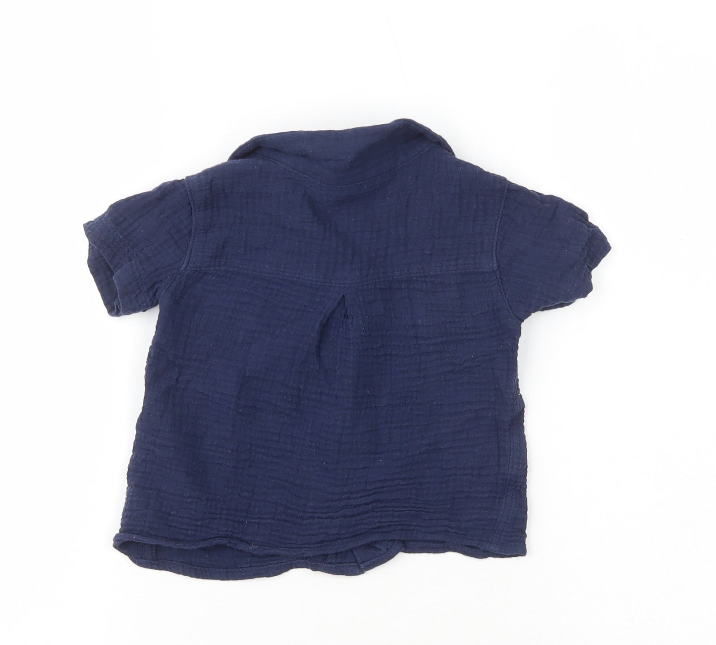 Preworn Boys Blue  100% Cotton Basic Button-Up Size 18-24 Months Collared