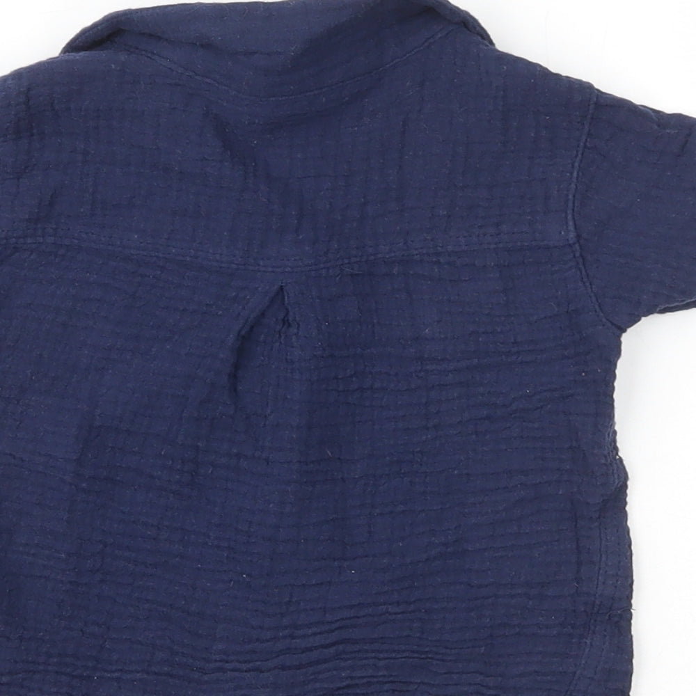 Preworn Boys Blue  100% Cotton Basic Button-Up Size 18-24 Months Collared