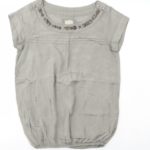 River Island Womens Green  Viscose Basic T-Shirt Size 6 Boat Neck