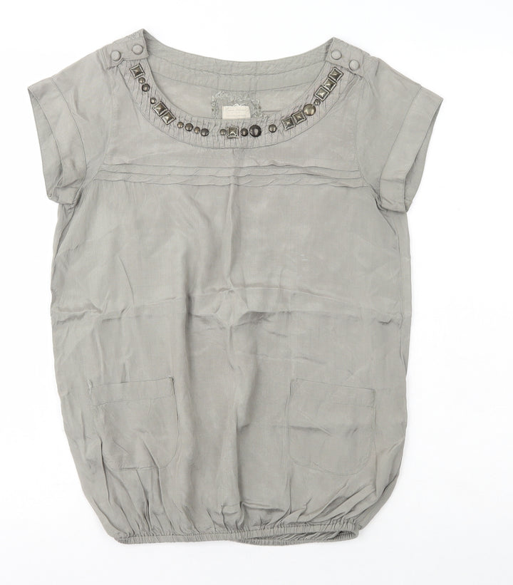 River Island Womens Green Viscose Basic T-Shirt Size 6 Boat Neck
