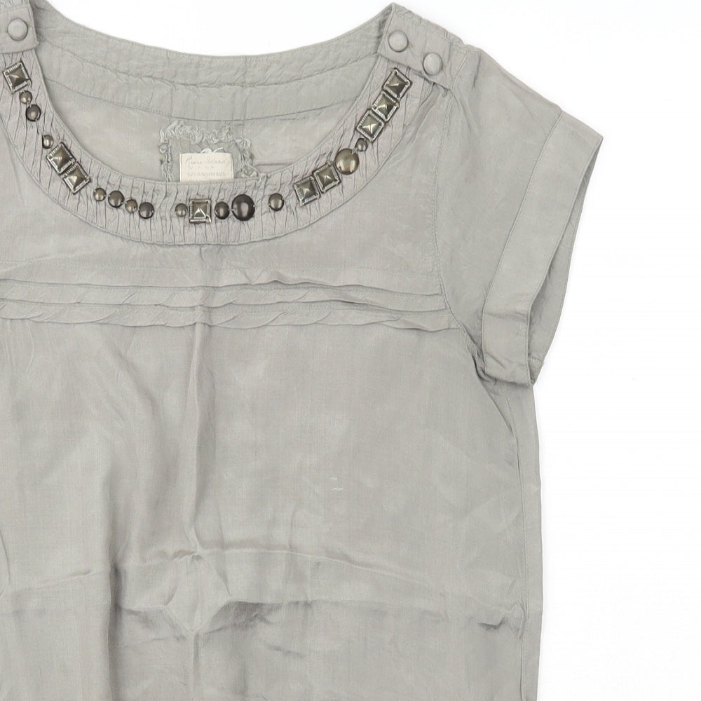 River Island Womens Green  Viscose Basic T-Shirt Size 6 Boat Neck