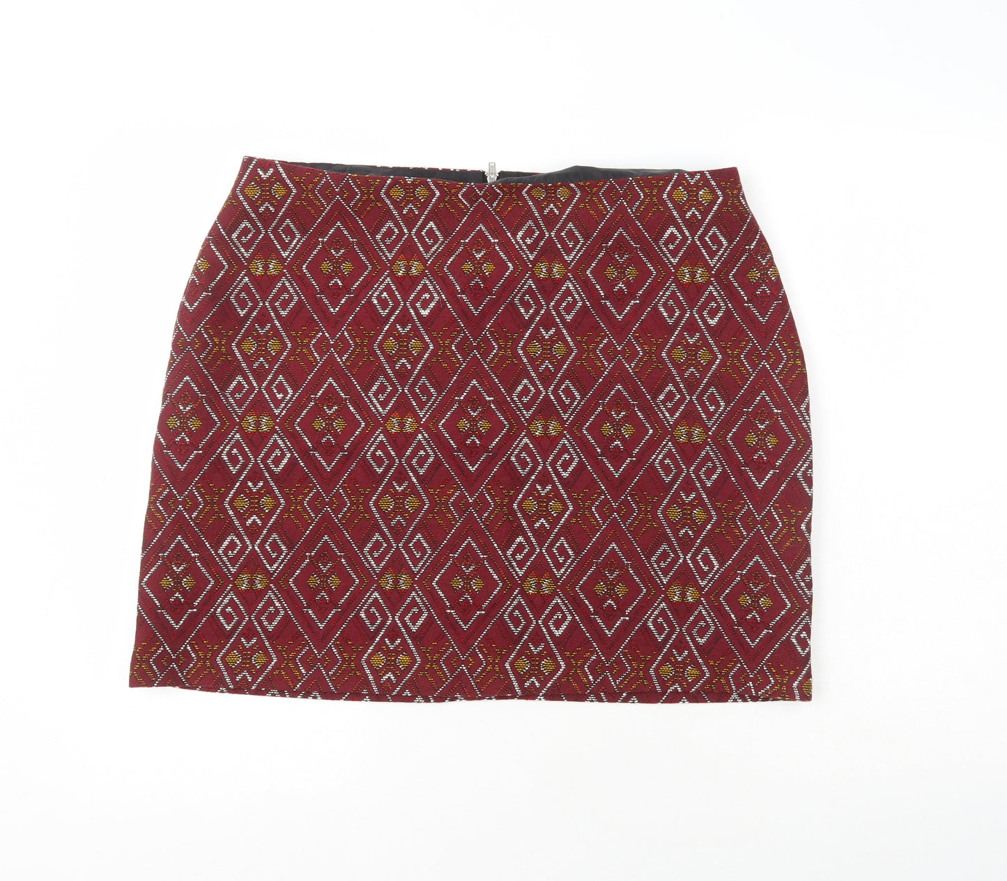 New Look Womens Multicoloured Geometric Cotton Straight & Pencil Skirt Size 16