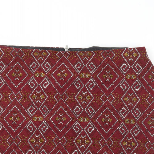 New Look Womens Multicoloured Geometric Cotton Straight & Pencil Skirt Size 16
