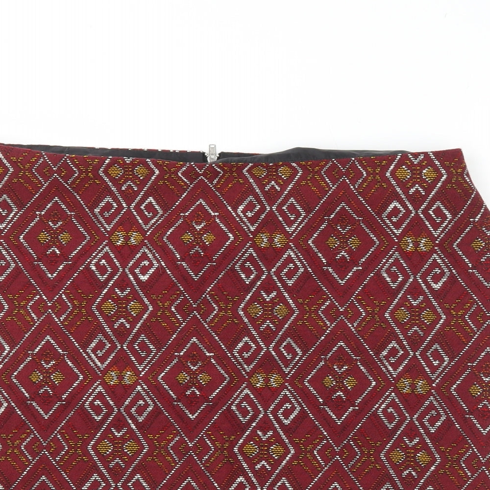 New Look Womens Multicoloured Geometric Cotton Straight & Pencil Skirt Size 16