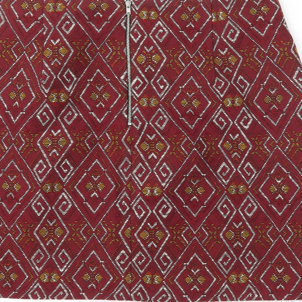 New Look Womens Multicoloured Geometric Cotton Straight & Pencil Skirt Size 16
