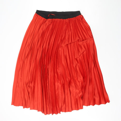 F&F Womens Red  Polyester Pleated Skirt Size 16
