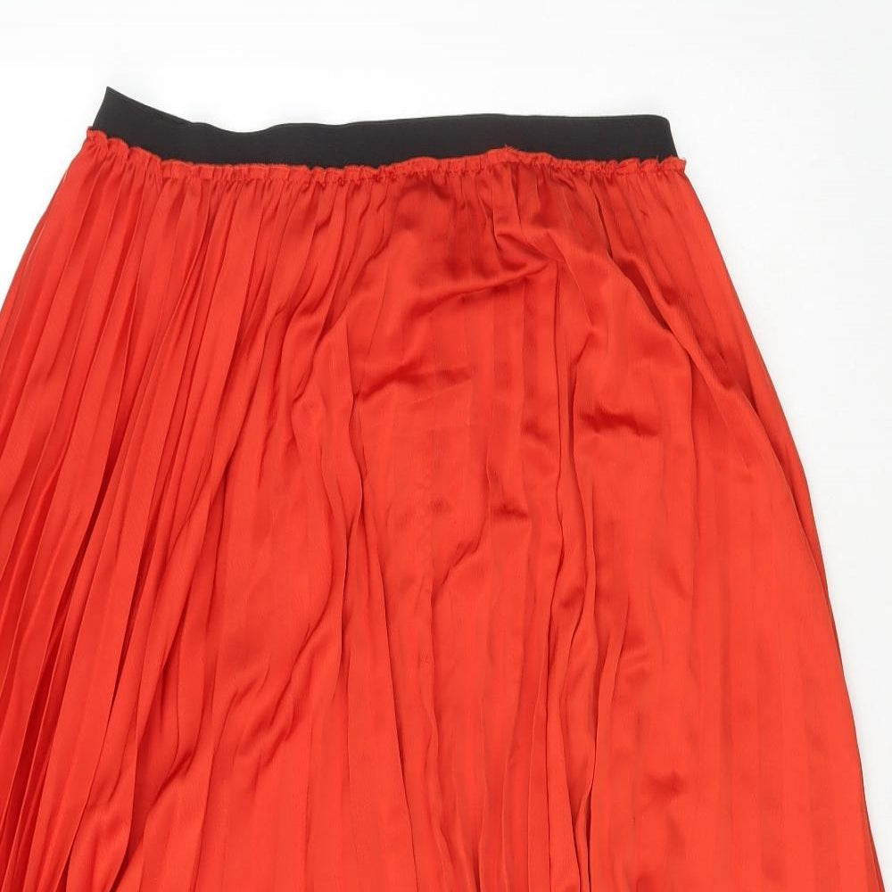 F&F Womens Red  Polyester Pleated Skirt Size 16