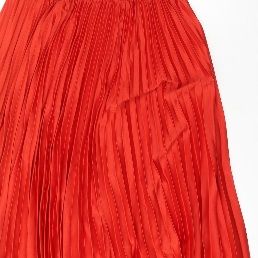 F&F Womens Red  Polyester Pleated Skirt Size 16