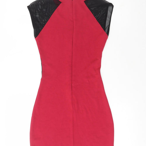 French Connection Womens Red  Polyester Pencil Dress  Size 6  Crew Neck