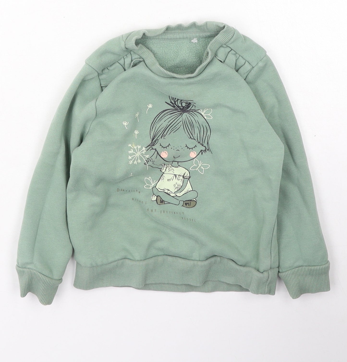 George Girls Green  Cotton Pullover Sweatshirt Size 2 Years