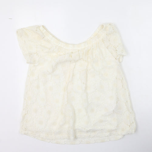 Peacocks Womens Ivory  Viscose Basic T-Shirt Size 14 Off the Shoulder