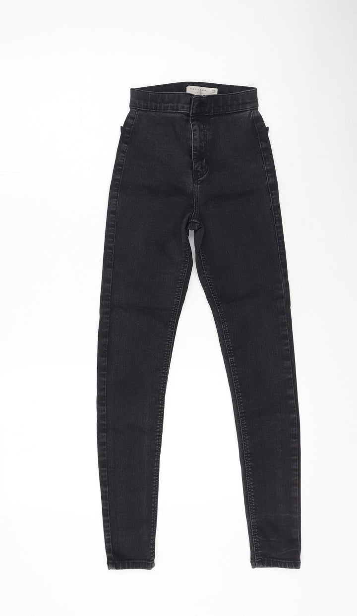 Topshop Womens Grey Cotton Skinny Jeans Size 24 L32 in Regular