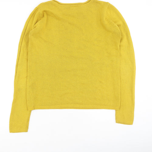 Villa Womens Yellow Round Neck  Cotton Pullover Jumper Size S
