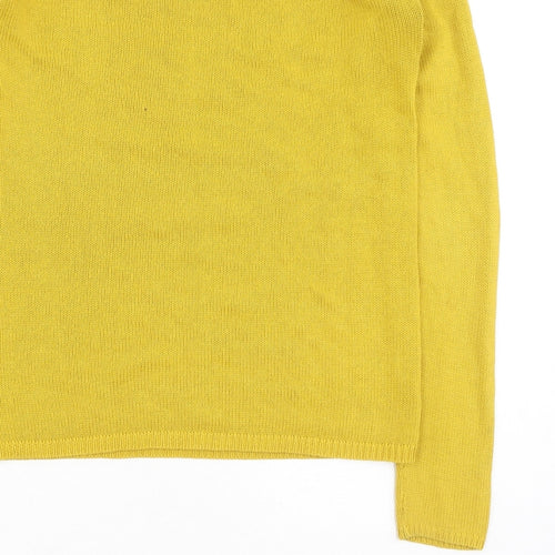 Villa Womens Yellow Round Neck  Cotton Pullover Jumper Size S
