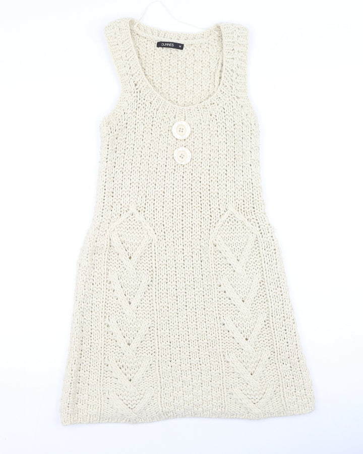 Dunnes Stores Womens Beige Acrylic Fit & Flare Size M Round Neck