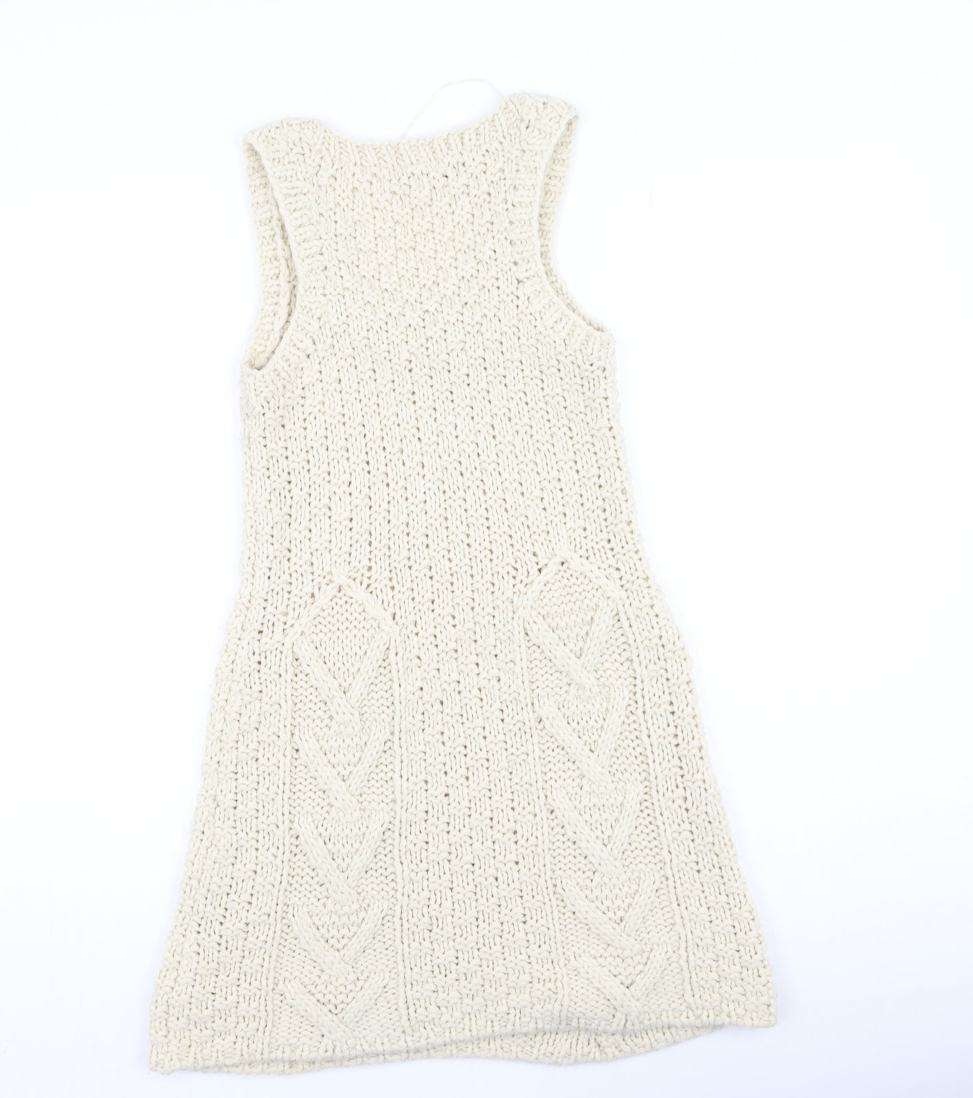 Dunnes Stores Womens Beige  Acrylic Fit & Flare  Size M  Round Neck