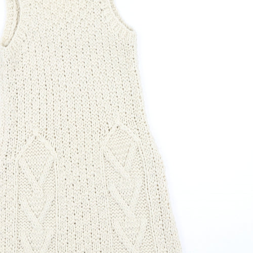 Dunnes Stores Womens Beige  Acrylic Fit & Flare  Size M  Round Neck