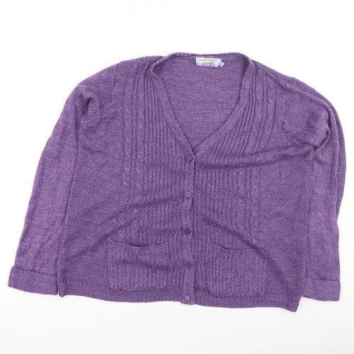Preworn Womens Purple Round Neck  Acrylic Full Zip Jumper Size S