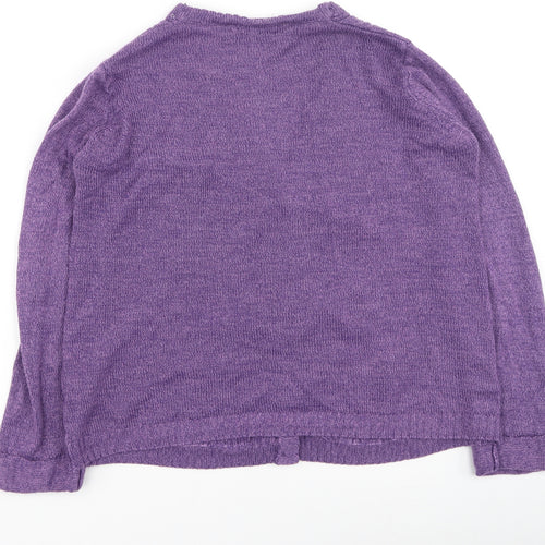 Preworn Womens Purple Round Neck  Acrylic Full Zip Jumper Size S