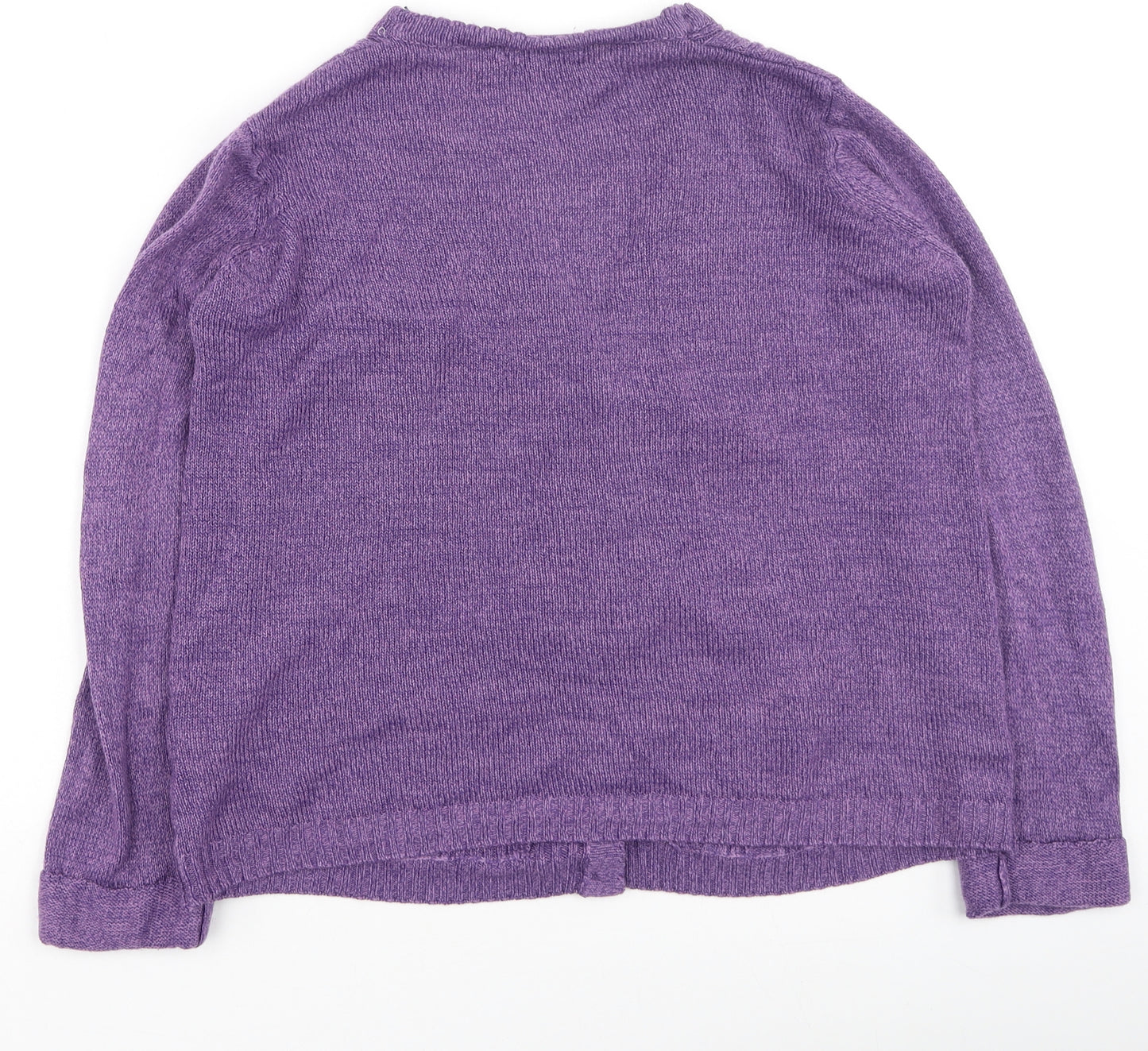 Preworn Womens Purple Round Neck  Acrylic Full Zip Jumper Size S