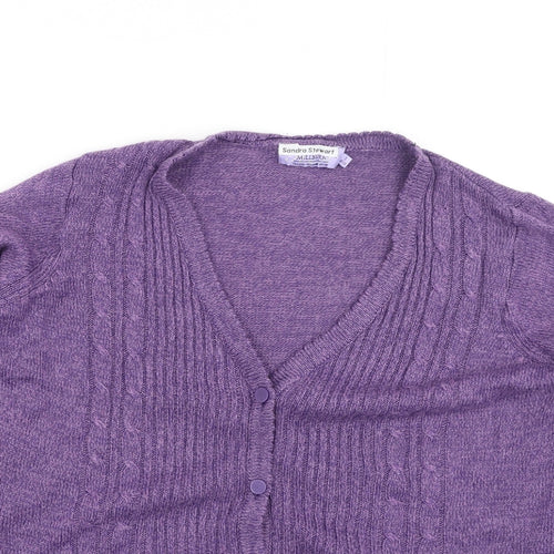 Preworn Womens Purple Round Neck  Acrylic Full Zip Jumper Size S