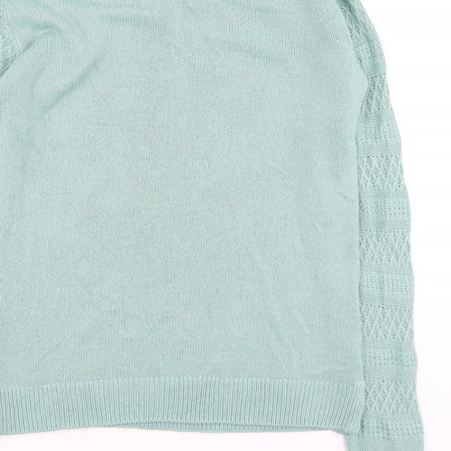 EWM Womens Green Collared  Acrylic Pullover Jumper Size S