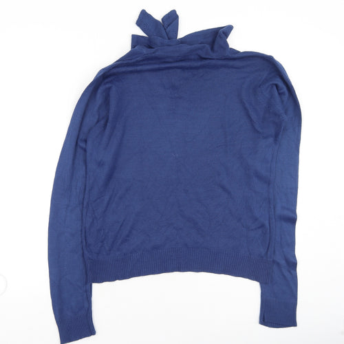 EWM Womens Blue Collared  Acrylic Pullover Jumper Size S