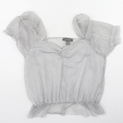 Primark Womens Ivory Polka Dot Polyester Camisole Blouse Size S V-Neck