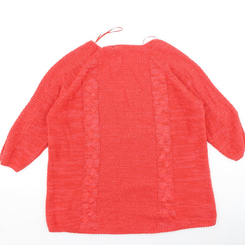 George  Womens Red V-Neck  Acrylic Pullover Jumper Size 14
