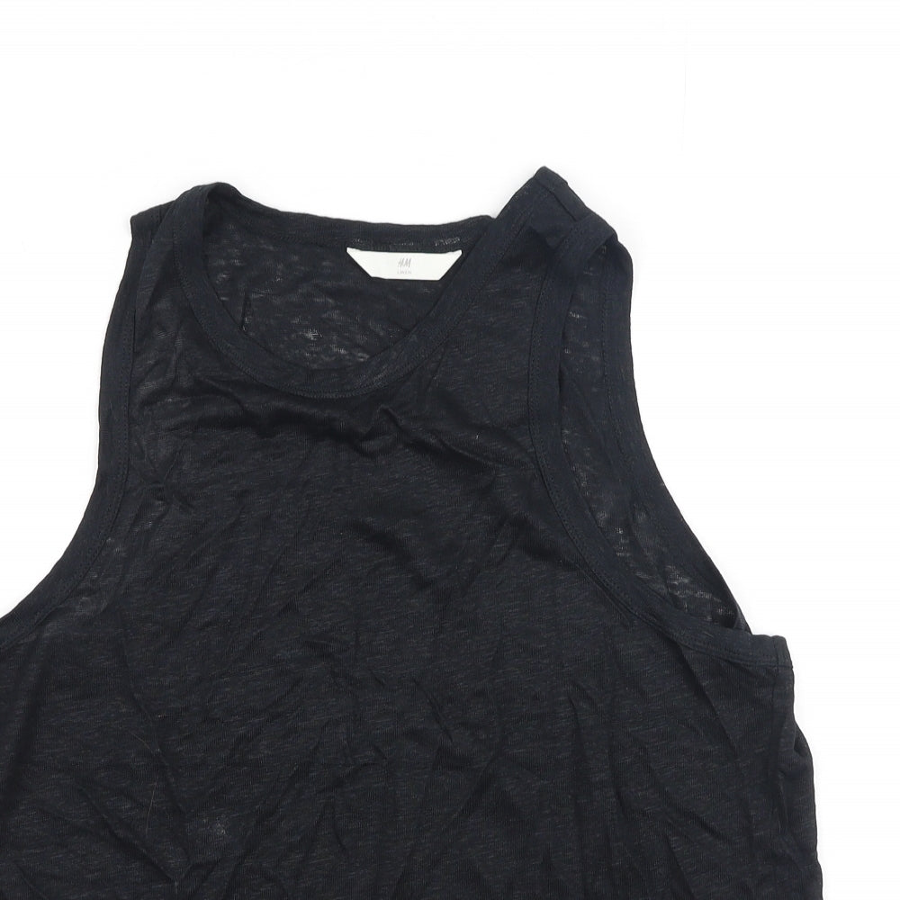 H&M Womens Black  Polyester Camisole Tank Size L Scoop Neck