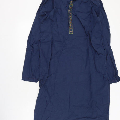 SHAHNAMEH Mens Blue  Cotton  Button-Up Size XS Collared