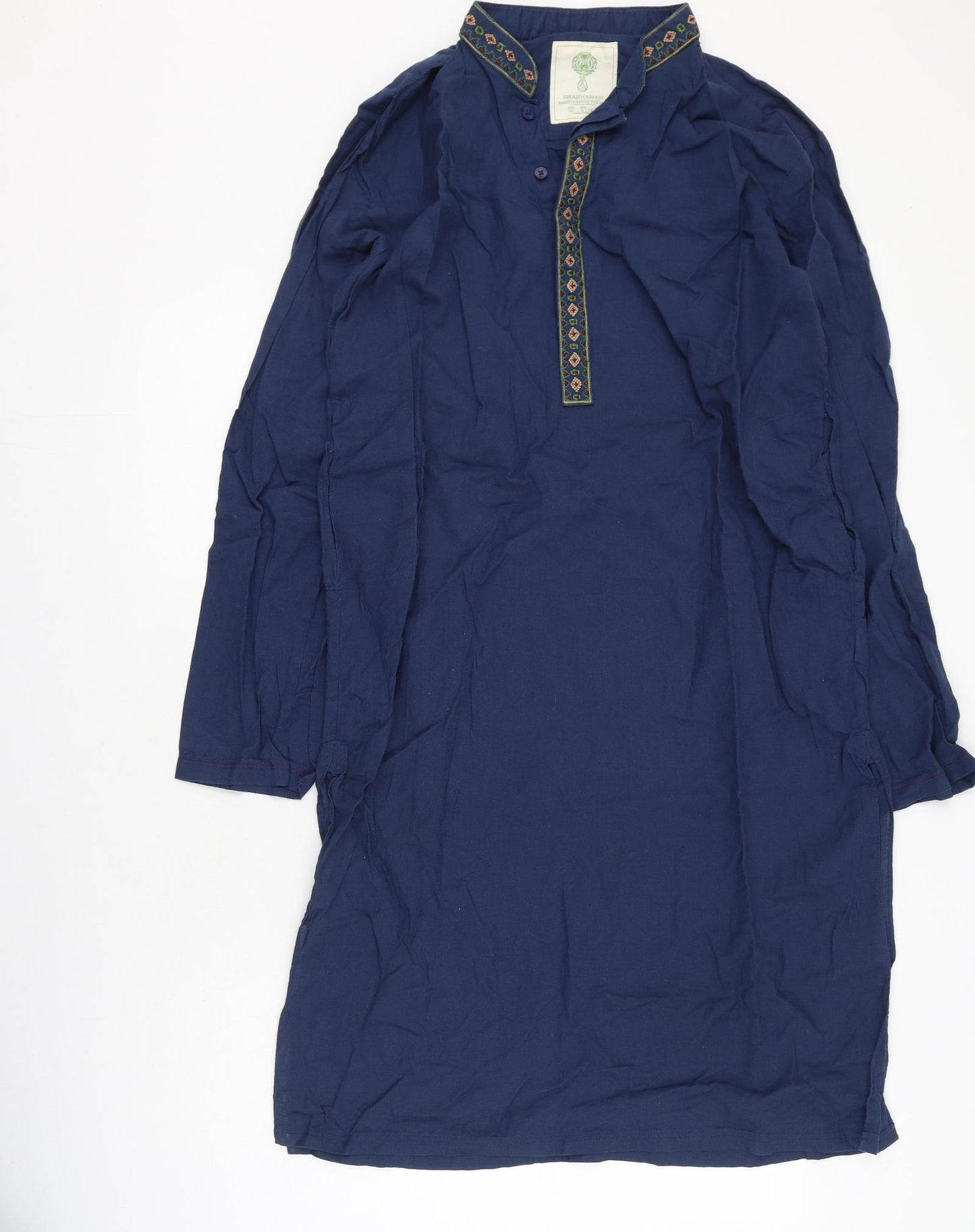 SHAHNAMEH Mens Blue  Cotton  Button-Up Size XS Collared