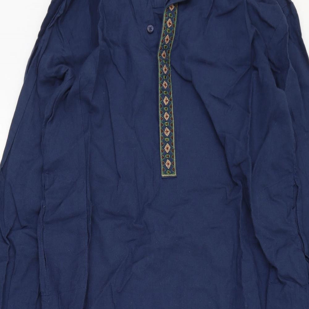 SHAHNAMEH Mens Blue  Cotton  Button-Up Size XS Collared