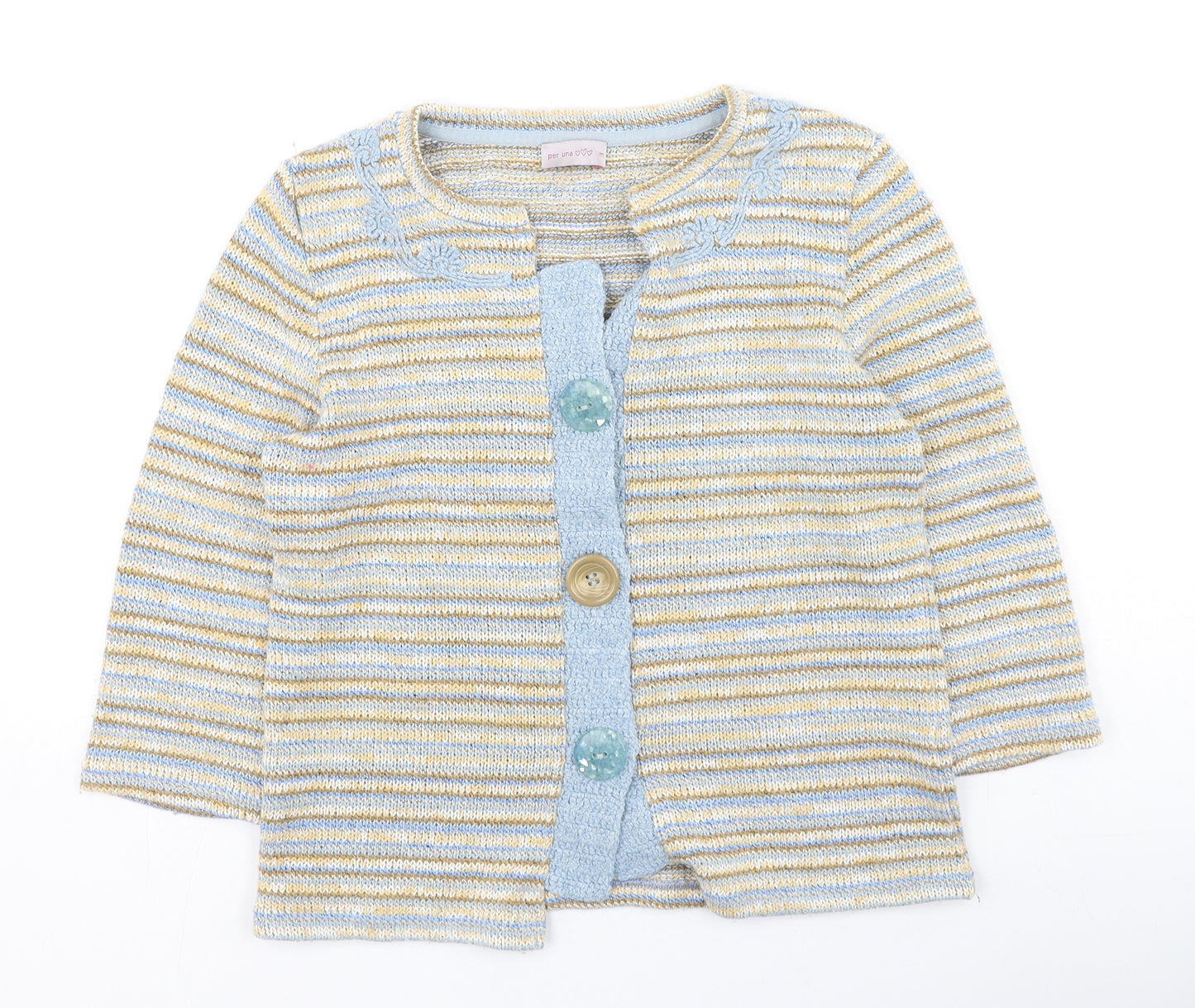 Marks and Spencer Womens Multicoloured Round Neck  Acrylic Cardigan Jumper Size M