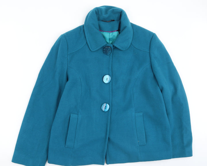 BM Womens Green Trench Coat Coatigan Size 16