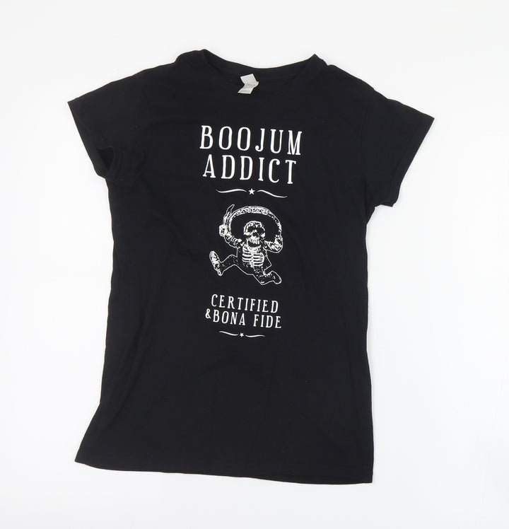 Gildan Womens Black Cotton Basic T-Shirt Size S Crew Neck - Boojum