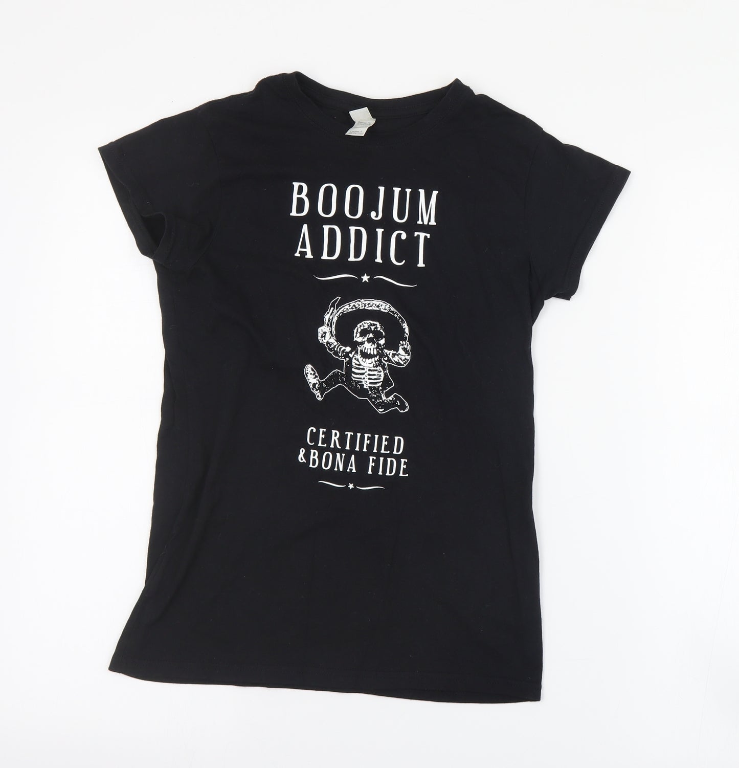 Gildan Womens Black  Cotton Basic T-Shirt Size S Crew Neck - Boojum