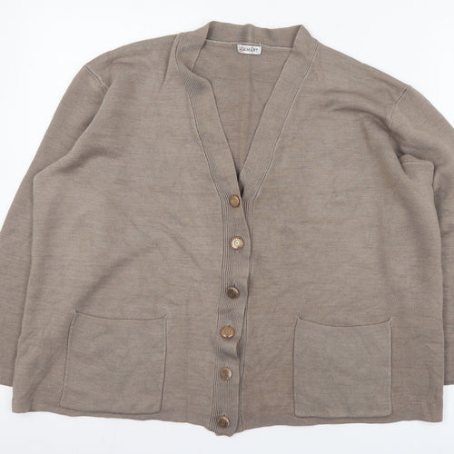 Damart Womens Brown V-Neck  Acrylic Cardigan Jumper Size S