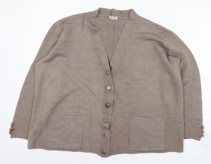 Damart Womens Brown V-Neck Acrylic Cardigan Jumper Size S